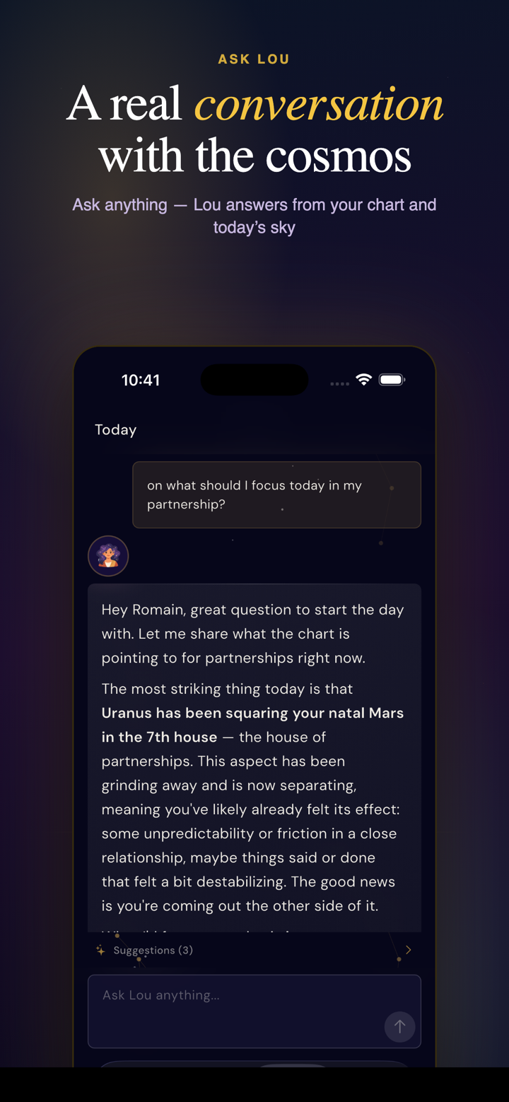 Ask Lou — a real conversation with the cosmos, grounded in your chart